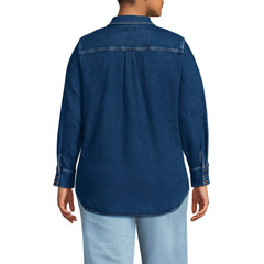 Women's Plus Size Soft Denim Twill Button Front Shirt
