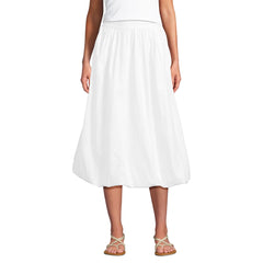 Women's Poplin High Rise Bubble Hem Midi Skirt
