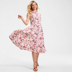 Women's Poplin Boatneck Midi Dress