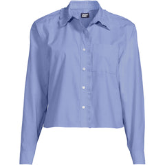 Women's Poplin Cropped Shirt with Ruffles