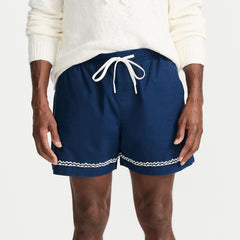 Men's 5.5" Linen Cotton Embroidered Easy Shorts