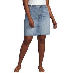 Women's Plus Size Soft Denim Classic 5 Pocket Above the Knee Skirt