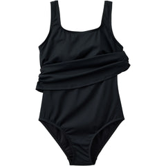 Women's Plus Size Scoop Neck One Piece Fauxkini Swimsuit