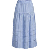 Women's Plus Size Seersucker Pull On Midi Skirt