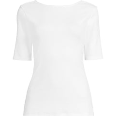 Women's Plus Size Elbow Sleeve Polished Essentials High Neck Low Back Top