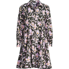 Women's Plus Size Poplin Button Front Dress with Godets