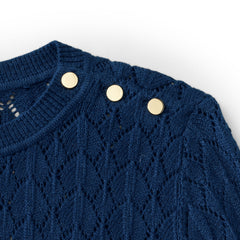 Women's Cotton Viscose Button Shoulder Modern Crew Sweater