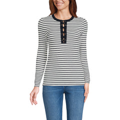 Women's Polished Rib Tie Henley Top
