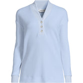 Women's Long Sleeve Waffle Shawl Collar Henley