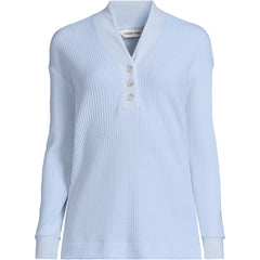 Women's Long Sleeve Waffle Shawl Collar Henley