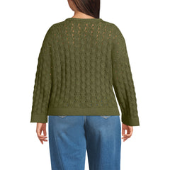 Women's Plus Size Drifter Tie Notch Neck Sweater