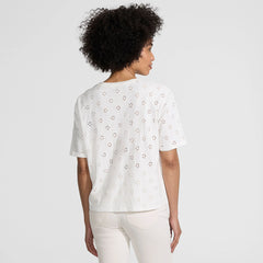 Women's Short Sleeve Eyelet Crewneck T-Shirt