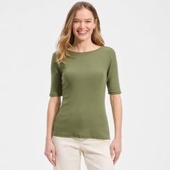 Women's Elbow Sleeve Polished Essentials High Neck Low Back Top