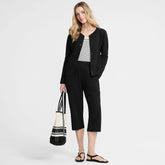 Women's Petite Sport Knit High Rise Elastic Waist Capri Pants