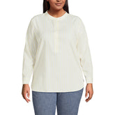 Women's Plus Size No Iron Banded Collar Popover Shirt