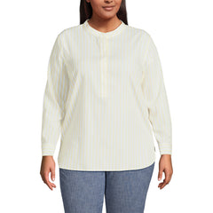 Women's Plus Size No Iron Banded Collar Popover Shirt