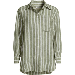 Women's Plus Size Linen Oversized Button Front Shirt