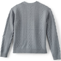 Girls Button Front Cable Cardigan