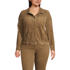 Women's Plus Size Corduroy Cropped Button Front Jacket
