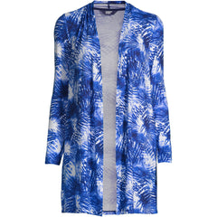 Women's Petite Lightweight Jersey Knit Long Cardigan Print