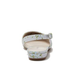 Women's Floral Linen Slingback Low Heels