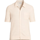 Men's Tall Short Sleeve Texture Stitch Button Through Sweater Polo