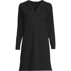 Women's Cotton Jersey Long Sleeve Hooded Swim Cover-up Dress
