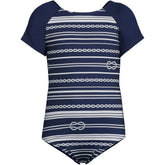 Girls Cap Sleeve Portrait One Piece Swimsuit