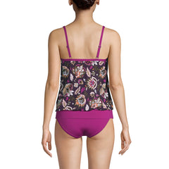 Women's Long Chlorine Resistant Blouson Tankini Swimsuit Top