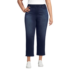 Women's Plus Size Starfish High Rise Knit Denim Straight Crop Jeans