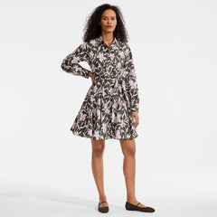 Women's Poplin Button Front Dress with Godets