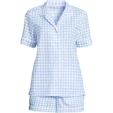 Women's Plus Size Cotton Poplin 2 Piece Pajama Set - Short Sleeve Top and Shorts
