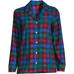 Women's Plus Size Long Sleeve Print Flannel Pajama Top