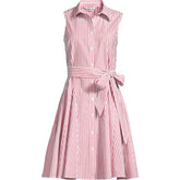 Women's Poplin Button Front Dress with Godets
