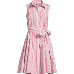 Women's Petite Poplin Button Front Dress with Godets