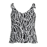 Women's Petite Tie Shoulder Flutter Tankini Top