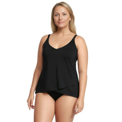 Women's Plus Size Long Torso Tulip Hem Tankini Top