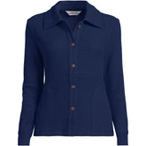 Women's Petite Long Sleeve Waffle Collared Shacket