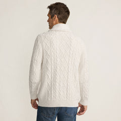 Men's Tall Long Sleeve Cotton Blend Cable Shawl Cardigan