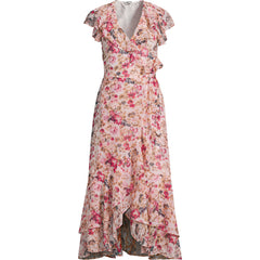 Women's Tall Chiffon Flutter Sleeve VNeck Wrap Maxi Dress