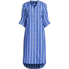 Women's Poplin Oversized Puff Sleeve Midi Shirt Dress
