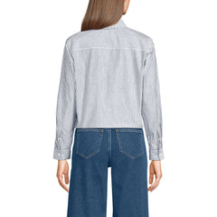 Women's Poplin Cropped Shirt with Ruffles