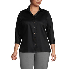 School Uniform Women's Plus Size 3/4 Sleeve Performance Twill Shirt
