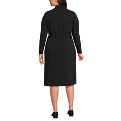 Women's Plus Size Cotton Modal Collared Wrap Dress