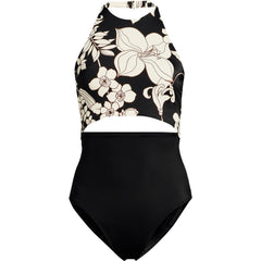 Women's Petite Tugless Halter Monokini High Leg One Piece Swimsuit
