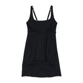 Women's Chlorine Resistant Tummy Control Square Neck Swim Dress One Piece Swimsuit with Shorts