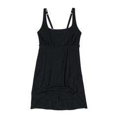 Women's Chlorine Resistant Tummy Control Square Neck Swim Dress One Piece Swimsuit with Shorts