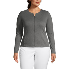 School Uniform Women's Plus Size Cotton Polyester Zip Crew Cardigan