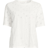 Women's Plus Size Short Sleeve Eyelet Crewneck T-Shirt