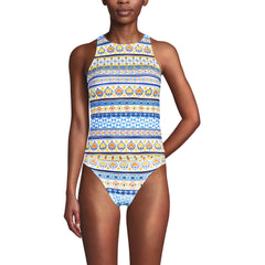 Women's DD-Cup Tugless High Neck Strappy Back Tankini Swimsuit Top